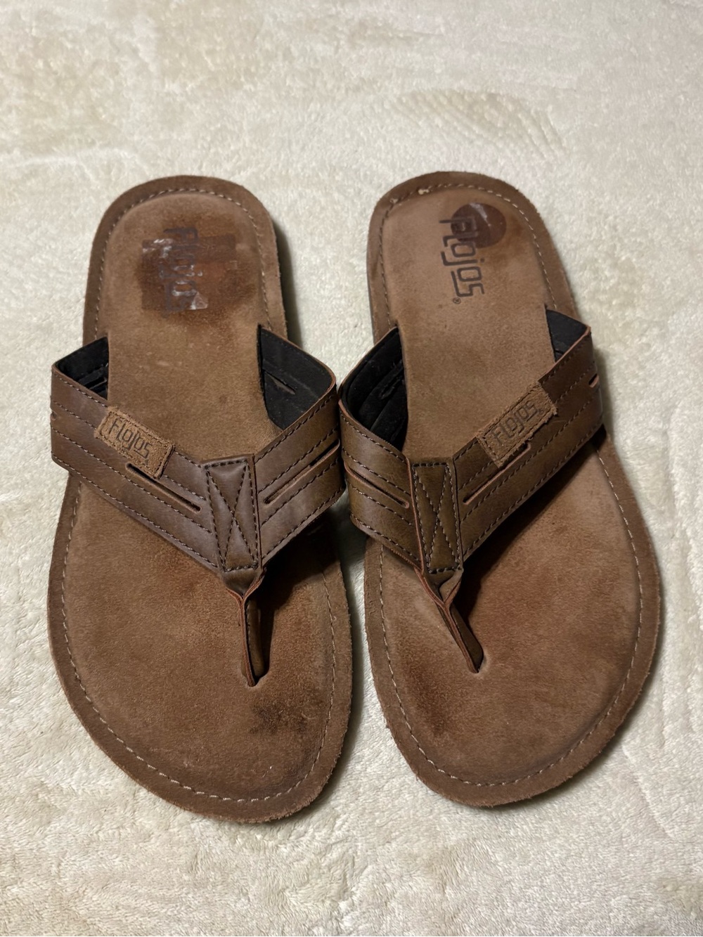 Flojos Men's Brown Leather Thong Sandals